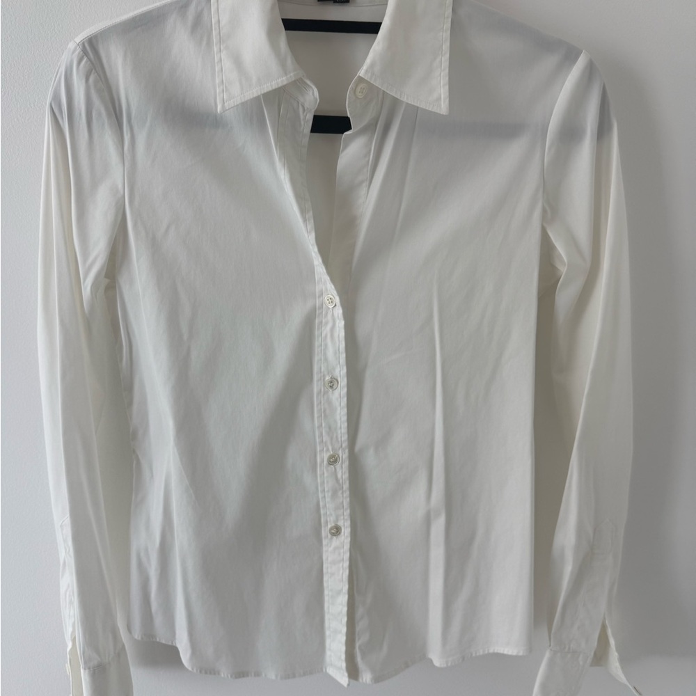 Theory Women's White Button-Down Cotton Shirt